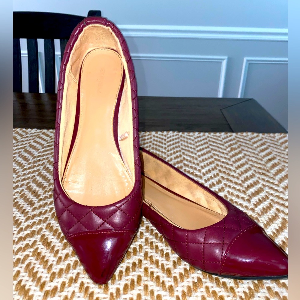 Express Size 8 Burgundy Stitched Style Flats